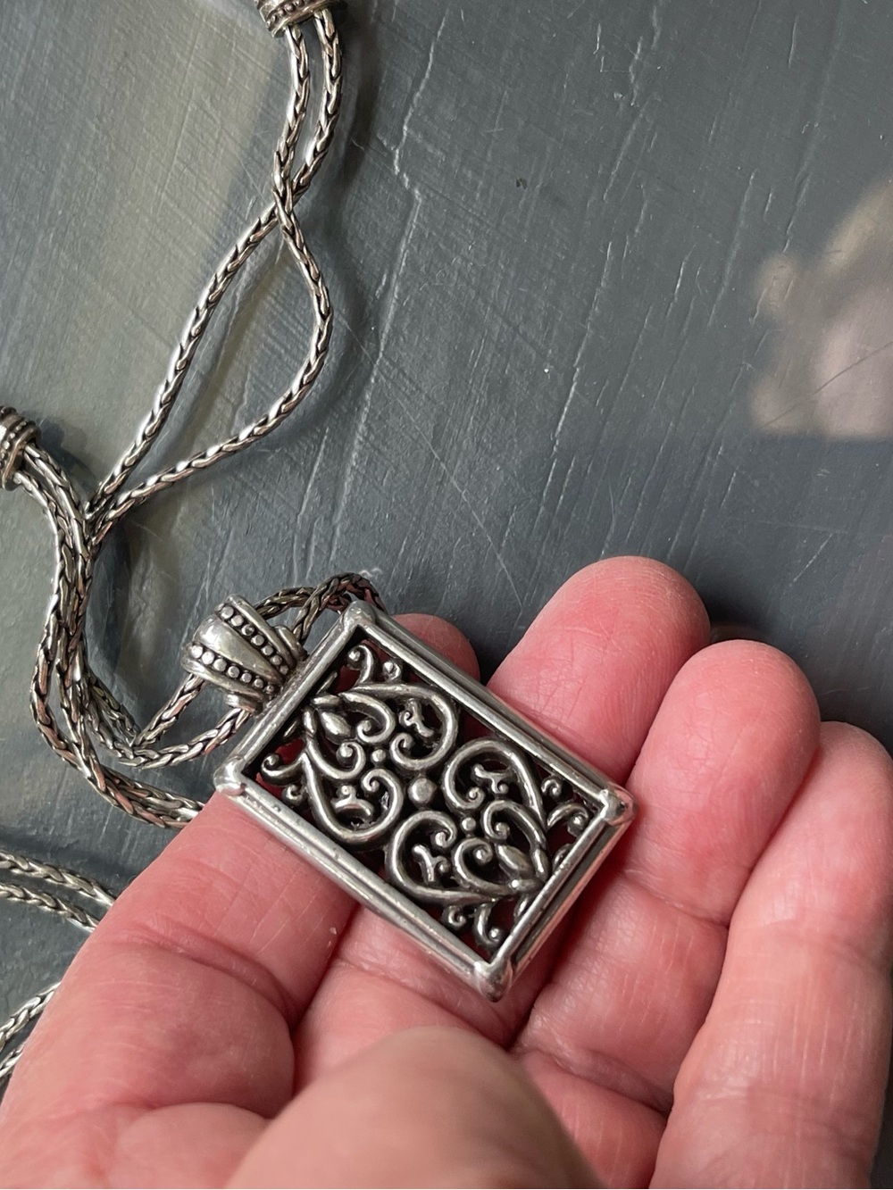 N341 NWOT Brighton silver plated double-strand chain retired pendant necklace - Picture 7 of 12